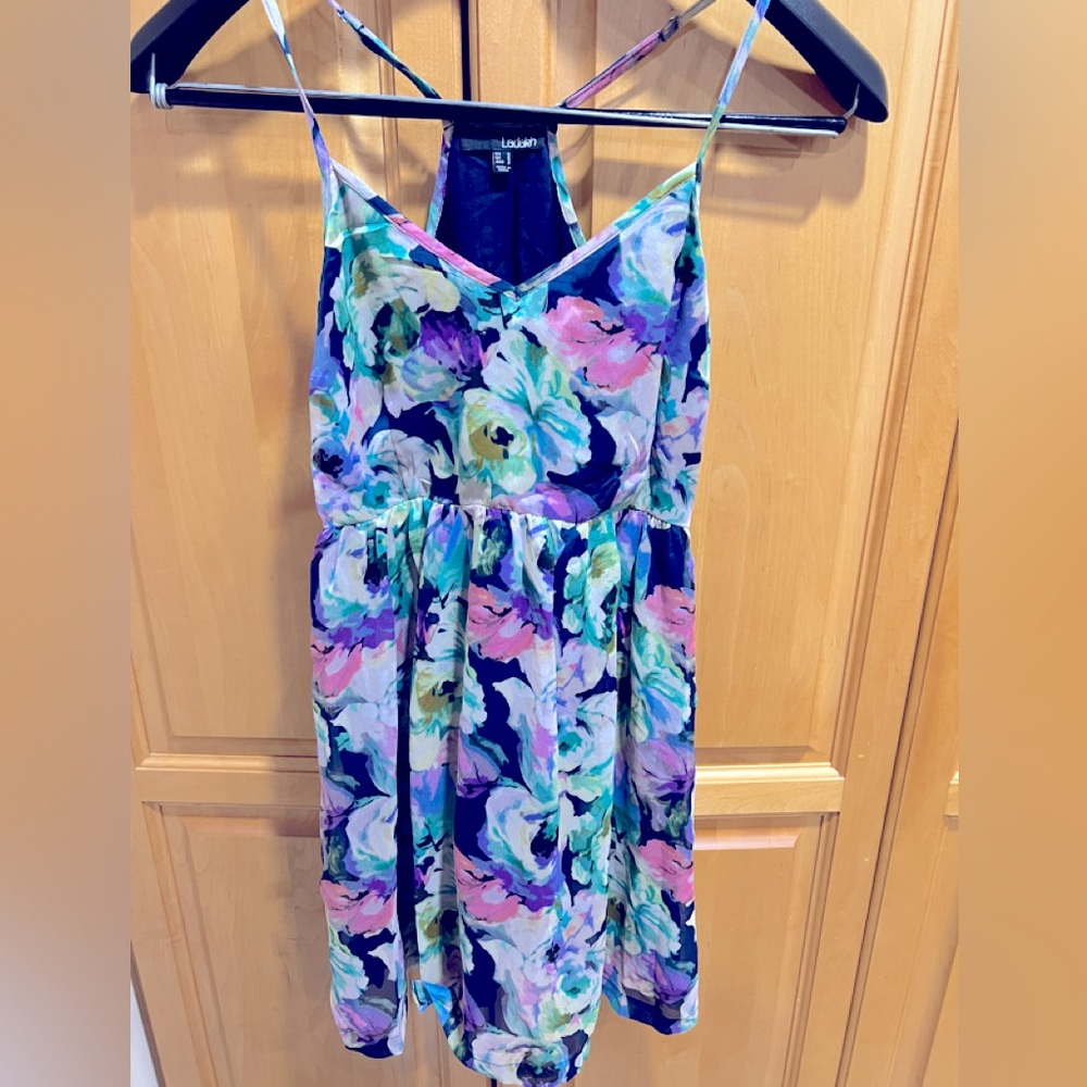Ladakh colorful lavender print mini dress with straps